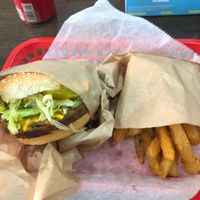 Original burger at Marty's V Burger in New York City