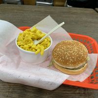 Crabby Patty and Mac & “Cheese" at Marty's V Burger in New York City