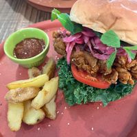 KFC burger  at Hemp Cafe Tokyo in Tokyo