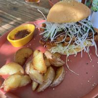Chinese Dragon Fried Chicken Burger  at Hemp Cafe Tokyo in Tokyo
