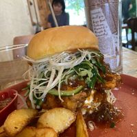 The absolutely delicious Dragon Burger, which I hope they bring back!  at Hemp Cafe Tokyo in Tokyo