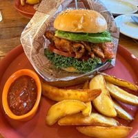 KFC Style Fried Mushroom Burger at Hemp Cafe Tokyo in Tokyo