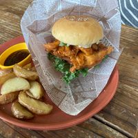 Burger and fries at Hemp Cafe Tokyo in Tokyo