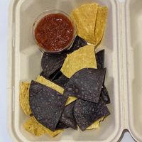 Homemade salsa and organic tortilla chips   at Hemp Cafe Tokyo in Tokyo