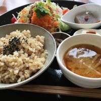 Hamburger vegan set  at Kururu in Nara