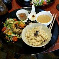 The Tofu Hamburg meal set.  at Kururu in Nara