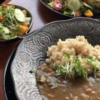 Very tasty curry! Served with miso soup and salad at Kururu in Nara