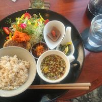 Tofu burger meal at Kururu in Nara