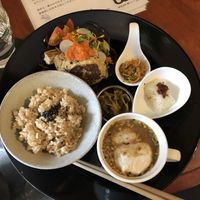 Tofu Hamburg plate at Kururu in Nara