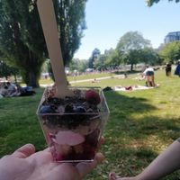 Chocolate and raspberry-mousse, really good! at Bagar'n Hornstull in Stockholm