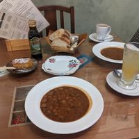 Bean soup with focaccia at The Cocoa Tree Shop in Pittenweem