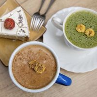 Soy matcha and cakes 🍰  at The Green Room in Taipei