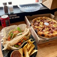 Vegan BBQ chicken pizza and Vegan fish tacos! 10/10! at D'Angelo's in Bay City