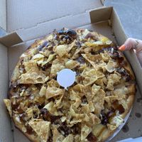Vegan Wu Ton pie (no onions + peppers, added roasted garlic)  at D'Angelo's in Bay City