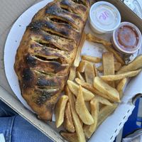 Vegan Stromboli w/ meatballs, roasted red peppers, roasted garlicc  at D'Angelo's in Bay City