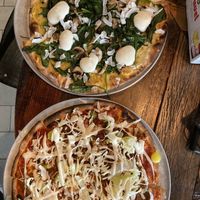 Two thin crust vegan pizzas. Super delicious at Otomat in Antwerpen