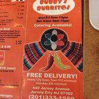 Take out menu at Bubby's Burritos in Jersey City