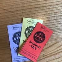 %10 discount vouchers needed to be picked up from the hostel’s reception  at Druzi in Lviv