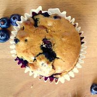 Vegan blueberry muffin! at La Masa Panaderia in La Paz