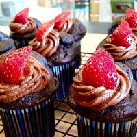 Vegan chocolate muffins at La Masa Panaderia in La Paz