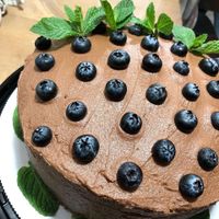 Vegan blueberry chocolate cake! at La Masa Panaderia in La Paz