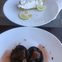 Tarte de Lima- a minha amiga não gostou muito , Bolo de alfarroba - eu não gostei nada infelizmente   at Anastacia Delicatesses in Vila Do Conde