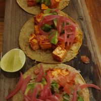 Tacos de tofu al pastor at Aroma Isla in Isla Mujeres
