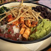 ‘Mexicano’ grain bowl without cheese, add tofu   at Aroma Isla in Isla Mujeres