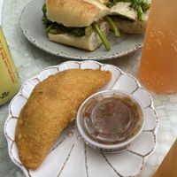Beef empanada, chicken and broccoli rabe hero  at Alt Eats in Ho-ho-kus