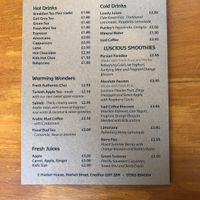 Drinks menu at Baobab Cafe  in Crediton