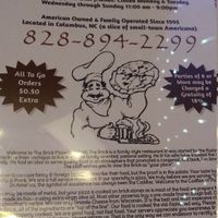 Menu at The Brick Pizzeria in Columbus