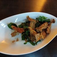 Deep fried king oyster mushrooms at Guan Shi Yin Organic Lifestyle in Taichung