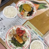 pork chop rice, fish filet rice. and the english menu underneath hahaha  at Jiu Liu Su Shi in Taichung