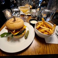 Vegan Viking burger with fries and vegan aioli  at Dognvill Bar and Burger in Stavanger