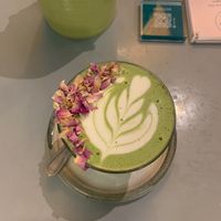 Rose Matcha  at Farm Girl Cafe in West London