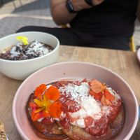 Strawberry Lime Pancakes at Farm Girl Cafe in West London