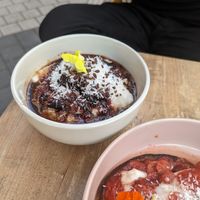 Cherry porridge at Farm Girl Cafe in West London
