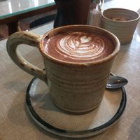 hot chocolate with almond milk at Farm Girl Cafe in West London