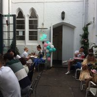 outside yard at Farm Girl Cafe in West London