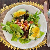 Delicious organic starter salad  at Nacasadela in Penedo