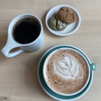 Drip Coffee, Chai Latte with Almond Milk, Matcha and Seasonal Pumpkin Cookie  at Leaves House | in Montreal