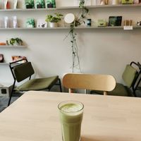 Matcha latte at Leaves House | in Montreal