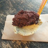 Dark chocolate and pistachio ice cream at Massimo Gelato - De Pijp in Amsterdam
