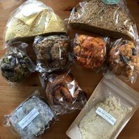 Goodies from "Hikari Shokudo", "Go Muffins Go" and "The Gift from a Goat" (bread) at Farmer's Market - UNU in Tokyo