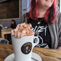 The works, hot chocolate at No 18 Cafe in Swansea