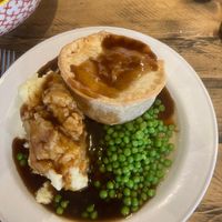 Ch*cken and Sweetcorn pie and mash and lashings of gravy  at No 18 Cafe in Swansea