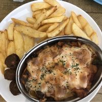 Vegan Lasagna and homemade chips. Mmmm. at No 18 Cafe in Swansea
