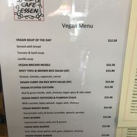 Menu (March 2018) at Cafe Essen in Canberra