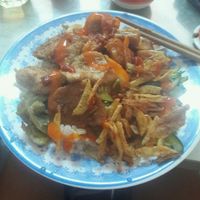 20 000VND for a plate of mock meats, veg, rice and a small soup.  at Au Lac Chay - Hoagn Hoa Tham in Nha Trang