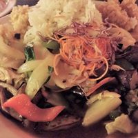veggie stir fry with rice at Aloy Thai Cuisine in Boulder